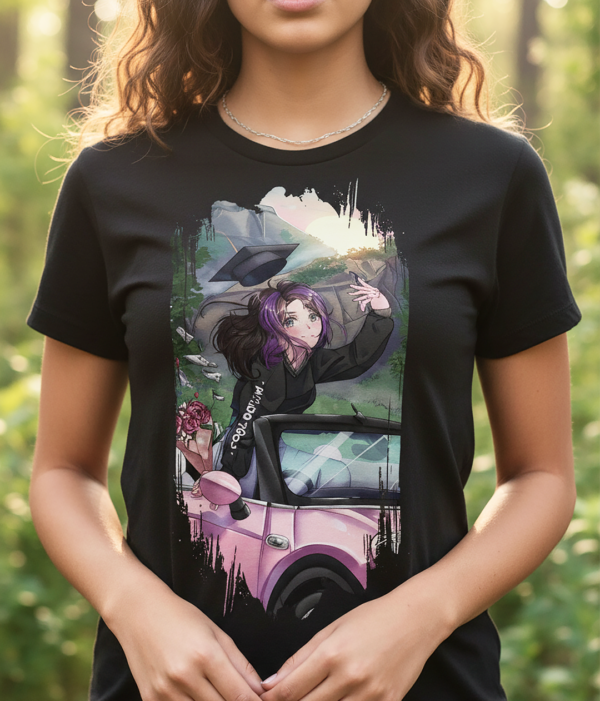 Originální tričko s autorskou ilustrací dívky v růžovém kabrioletu. Originální design z dílny Český Handmade, kvalitní potisk a příjemný materiál pro každodenní nošení.