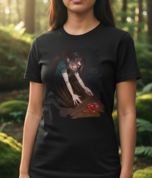 Originální tričko s autorskou ilustrací dívky sedící na podlaze, která se snaží posbírat rozbité srdce. Jemný a hluboký motiv o ztrátě, síle a postupném uzdravování.