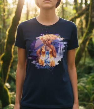 Originální tričko s autorskou ilustrací mladé dívky stojící ve městě, obklopené ruchem náměstí a nákupního centra. Jemný motiv zachycující kontrast mezi vnějším světem a vnitřním prožíváním.